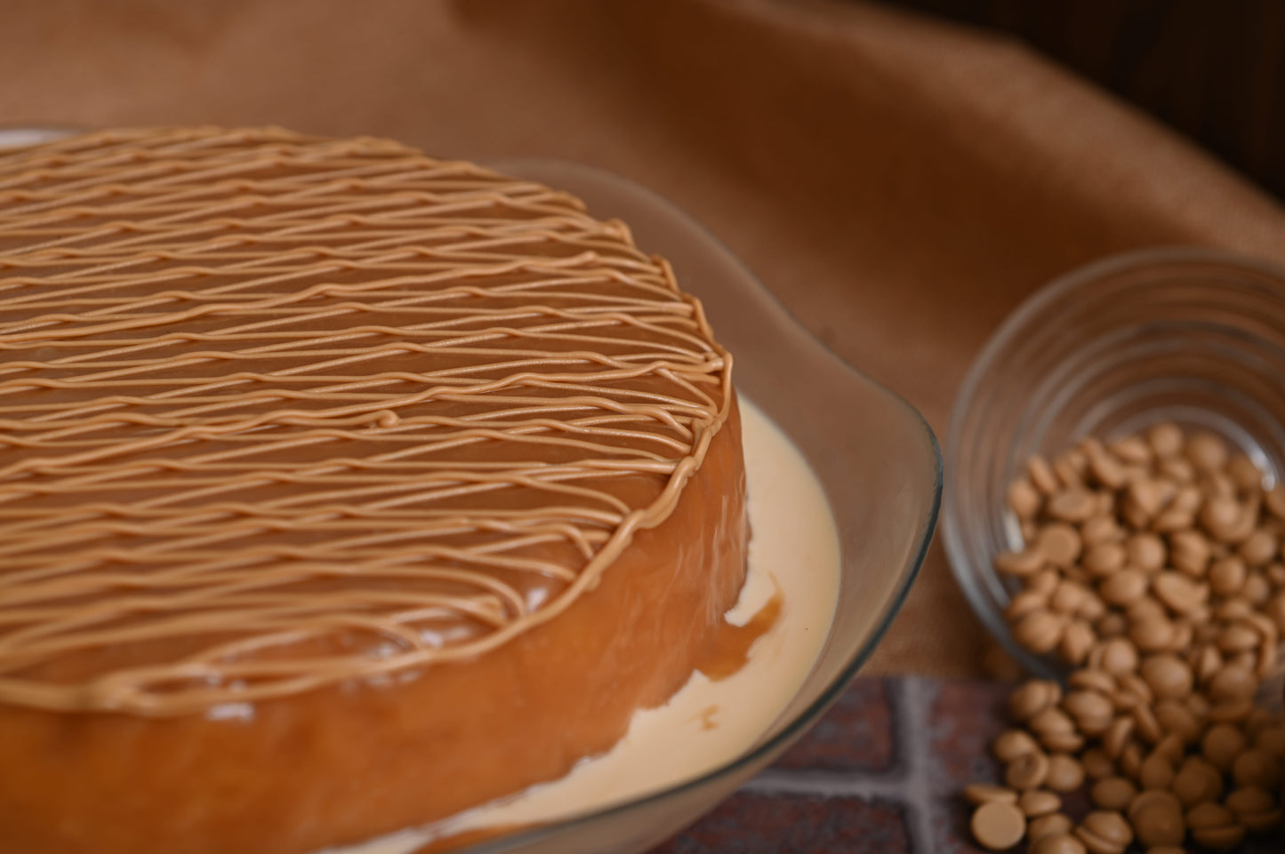 Butter Scotch-Salted Caramel Tres Leches Cake: Freshly baked, soaked in our signature Tres Leches blend, and topped with rich butterscotch and salted caramel.