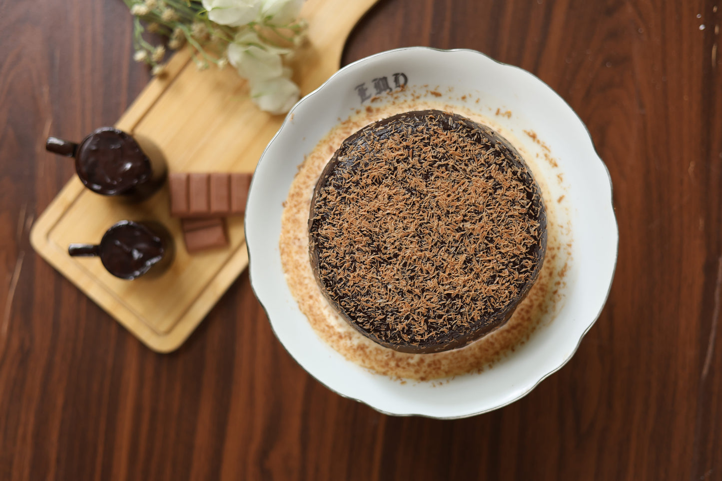 Sugar-Free Chocolate Tres Leches Cake: A rich, freshly baked cake soaked in our signature sugar-free Tres Leches blend, with layers of decadent chocolate.