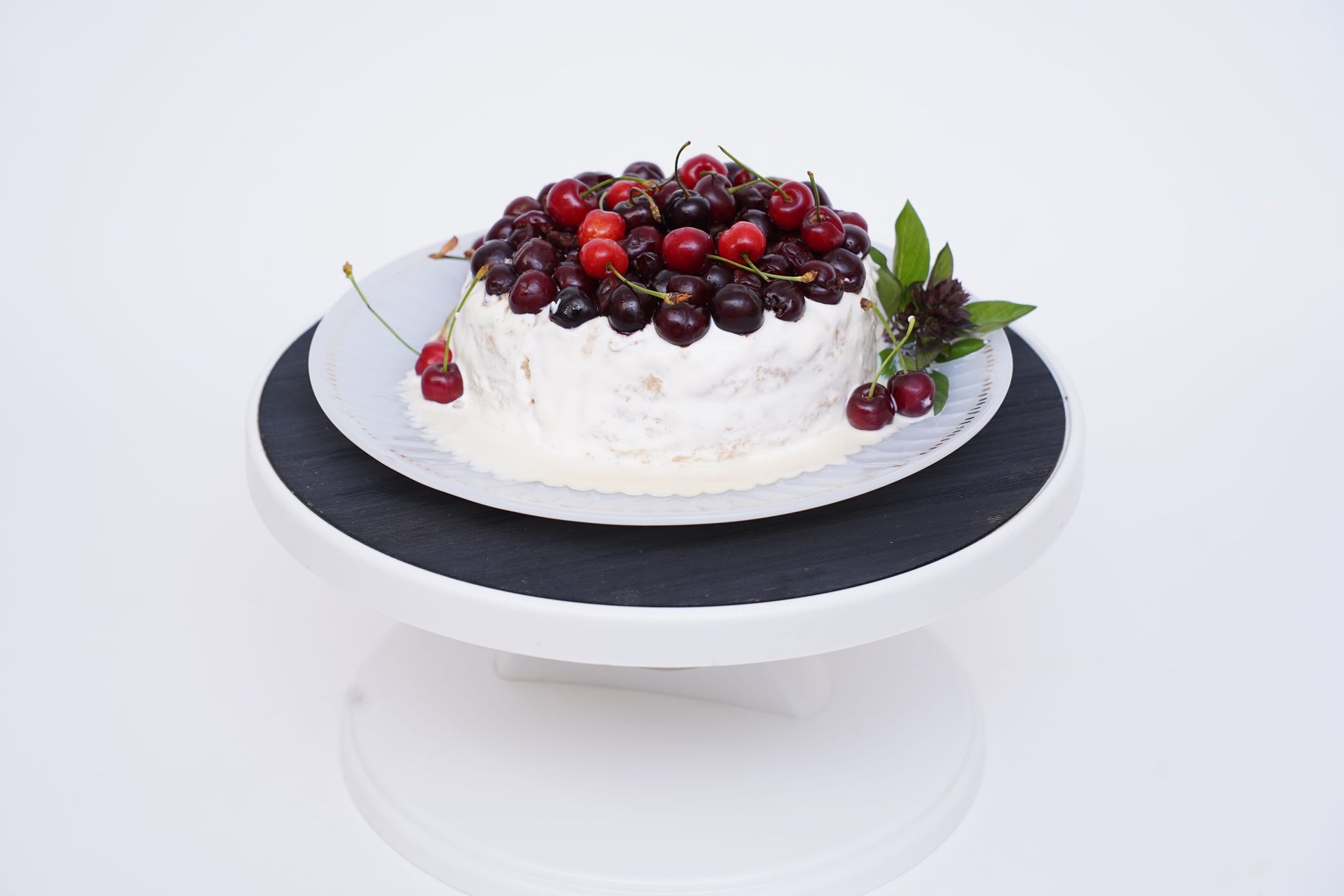 Tres Leches Cake or Three Milk Cake with Cream and Fresh Cherry Topping, Auntie Munaver's