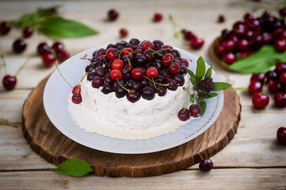 Tres Leches Cake or Three Milk Cake with Cream and Fresh Cherry Topping, Auntie Munaver's