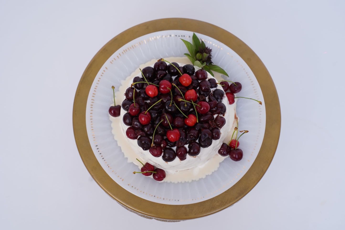 Tres Leches Cake or Three Milk Cake with Cream and Fresh Cherry Topping, Auntie Munaver's