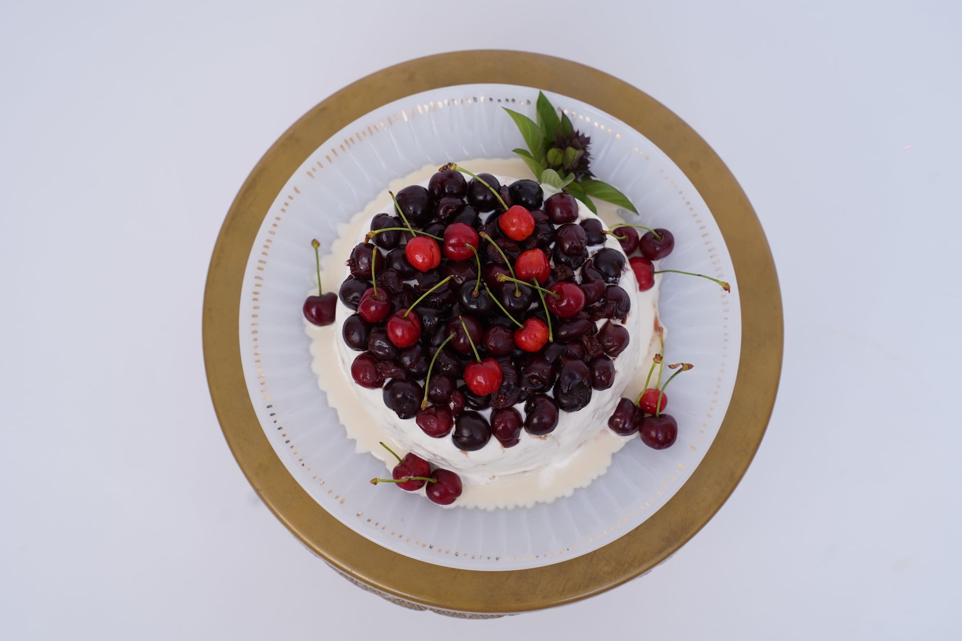 Tres Leches Cake or Three Milk Cake with Cream and Fresh Cherry Topping, Auntie Munaver's