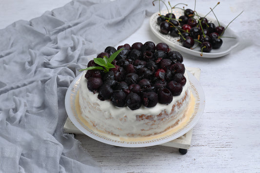 Tres Leches Cake or Three Milk Cake with Cream and Fresh Cherry Topping, Auntie Munaver's