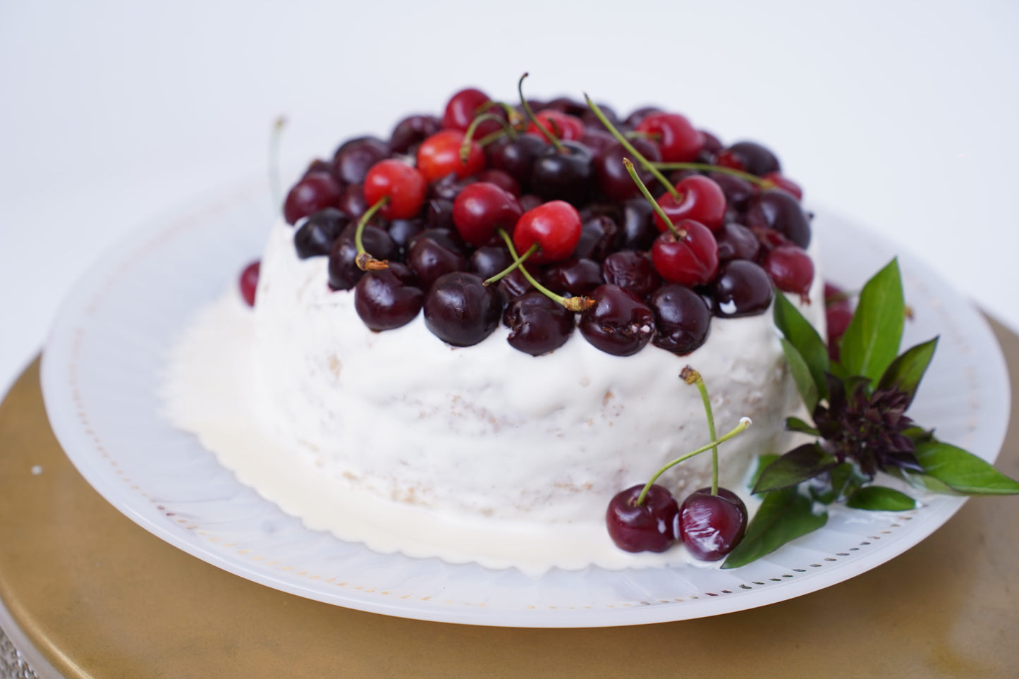 Tres Leches Cake or Three Milk Cake with Cream and Fresh Cherry Topping, Auntie Munaver's